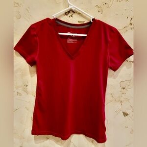 Nike Dri-FIT Women’s V Neck Short Sleeve Top T-Shirt Small | Pink